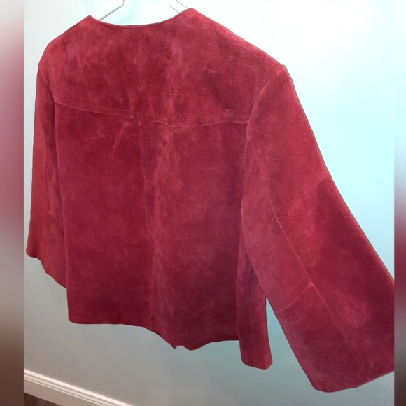 Women's LAL brand ruby red 100% leather jacket size large EUC - Picture 5 of 10